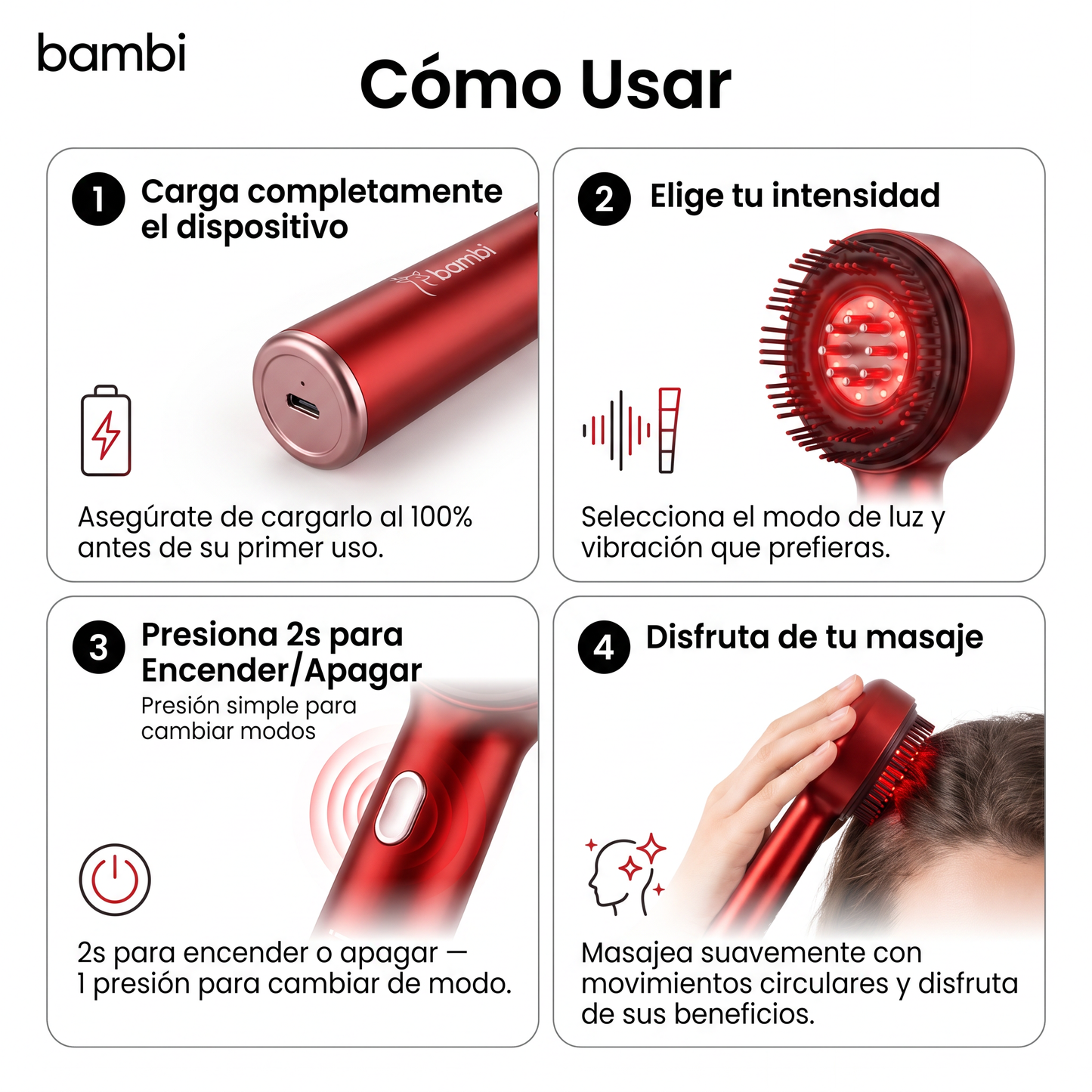 BAMBI Red Light Pro Masajeador Capilar AntiCaída